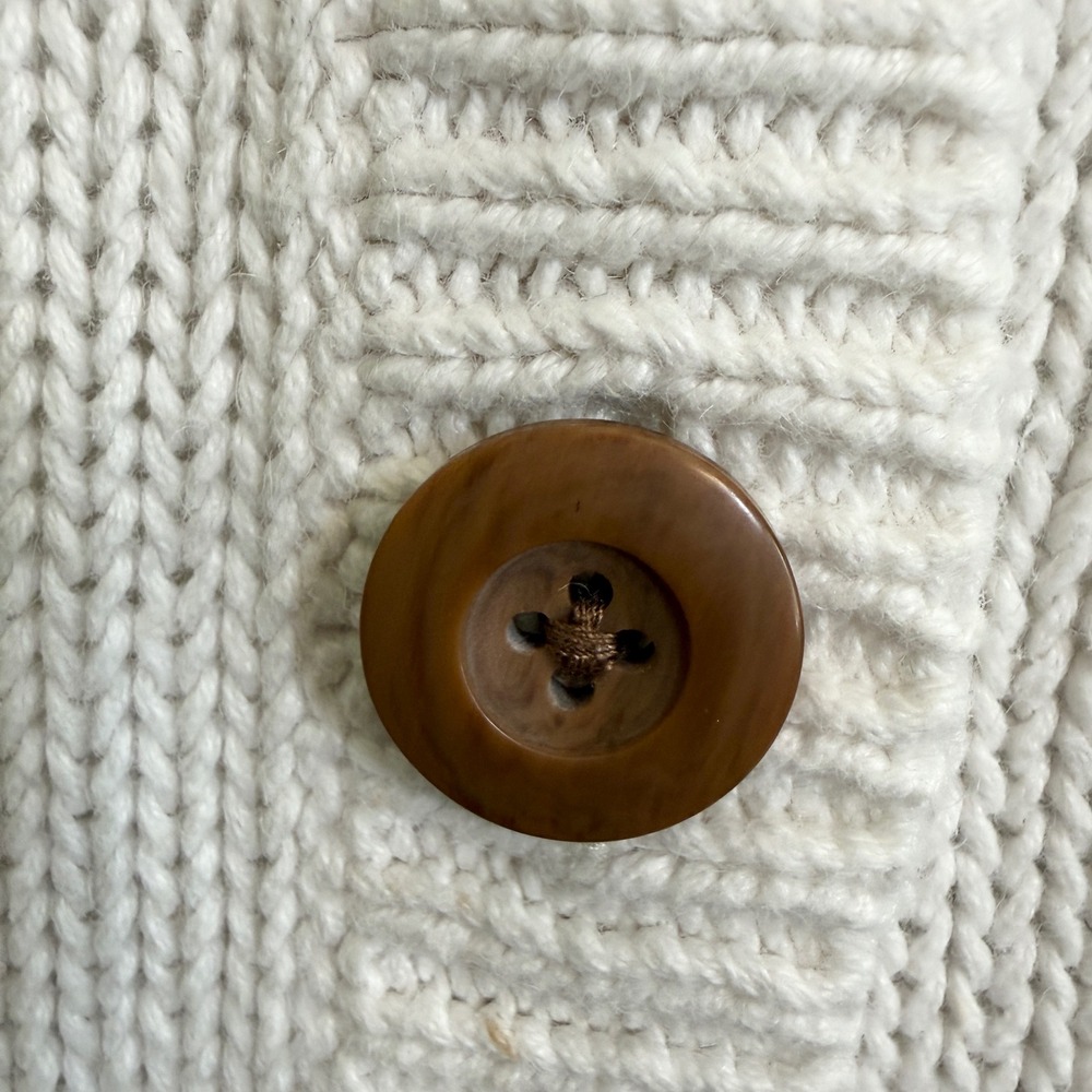 Eddie Bauer Cardigan Sweater Women M Cream White Shaker Knit Button Up Classic - Picture 8 of 11